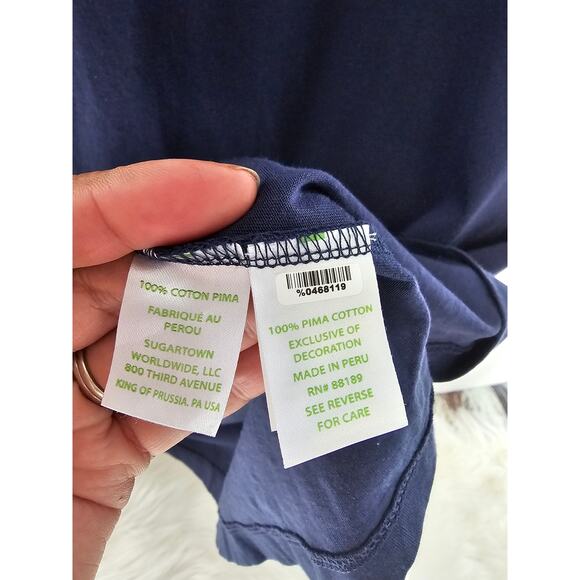 Lilly Pulitzer Hayes True Navy Short Lace Sleeves T-Shirt Dress Size large - Picture 5 of 8